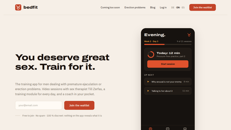 Screenshot of Bedfit