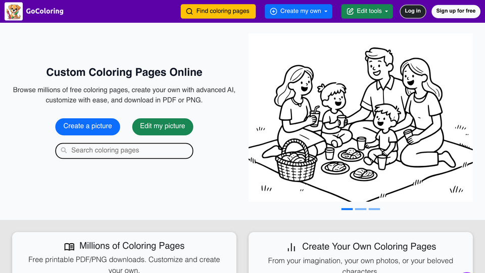 Screenshot of GoColoring