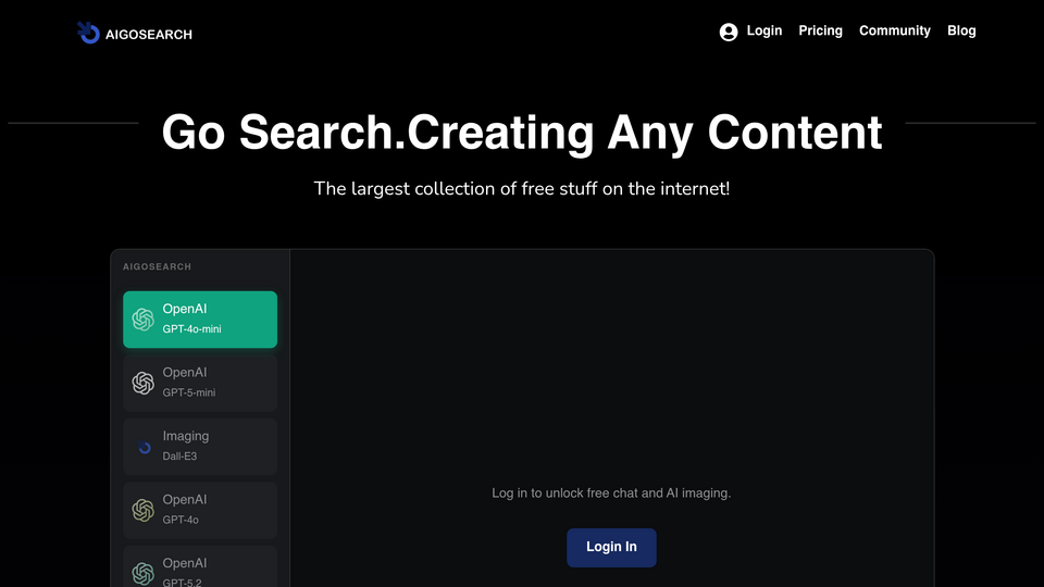 Screenshot of AIGOSEARCH
