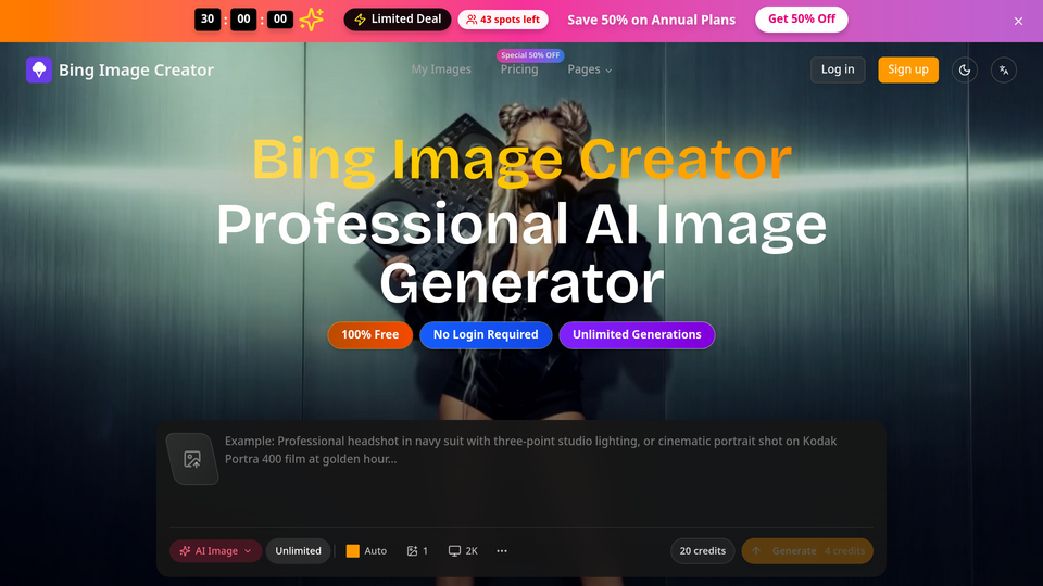 Screenshot of Bing Image Creator