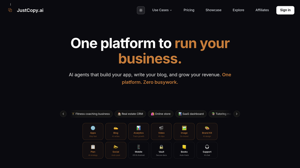 Screenshot of Justcopy.AI