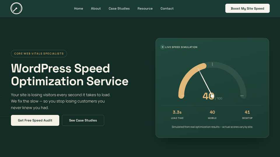 Screenshot of WordPress Speed Service