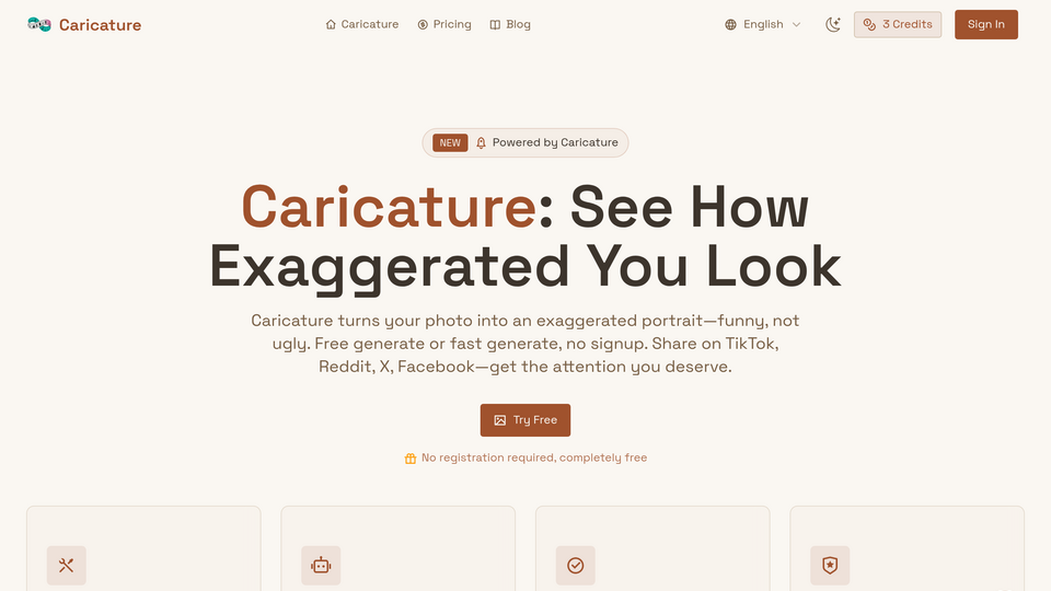Screenshot of Caricature AI Studio