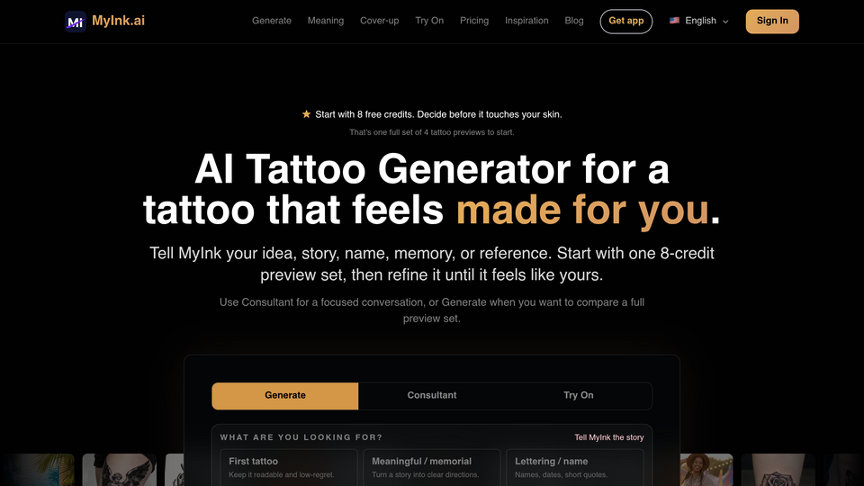 Screenshot of MyInk.ai