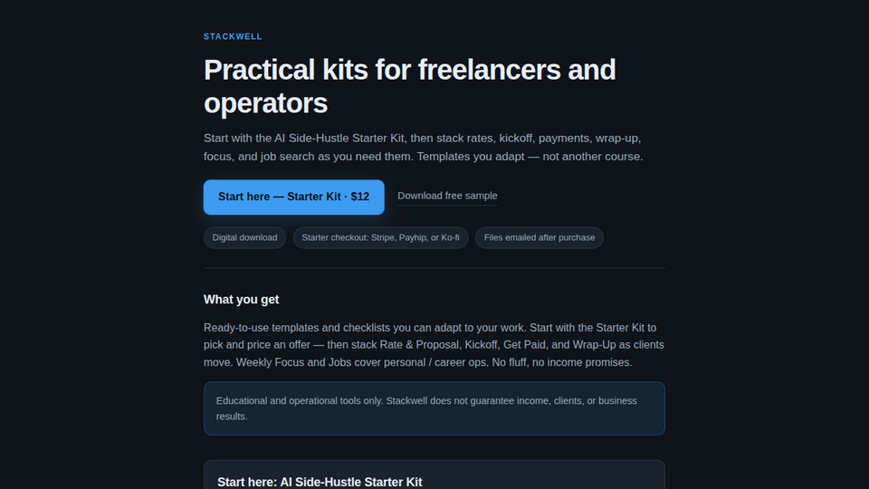 Screenshot of Stackwell