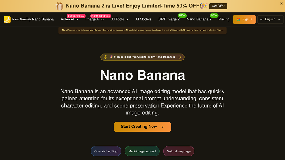 Screenshot of Nano Banana