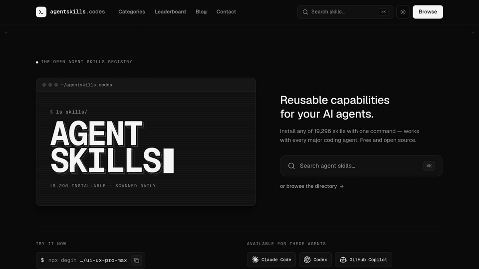 Screenshot of Agent Skills Codes