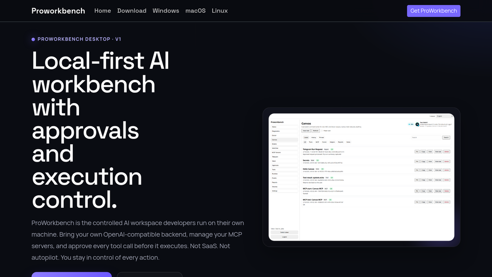 Screenshot of Proworkbench