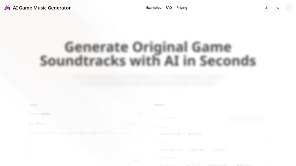 Screenshot of AI Game Music