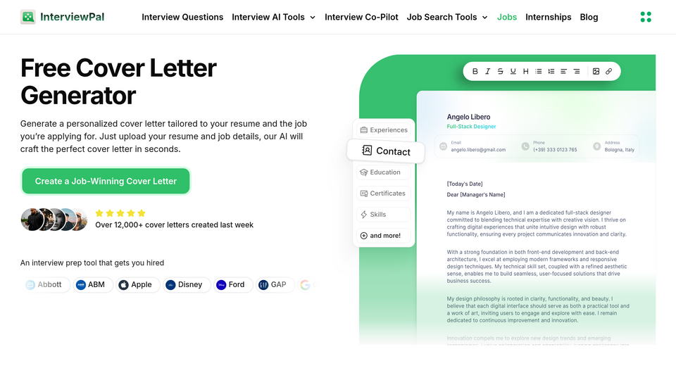 Screenshot of InterviewPal