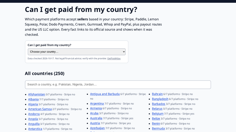 Screenshot of GetPaidAtlas