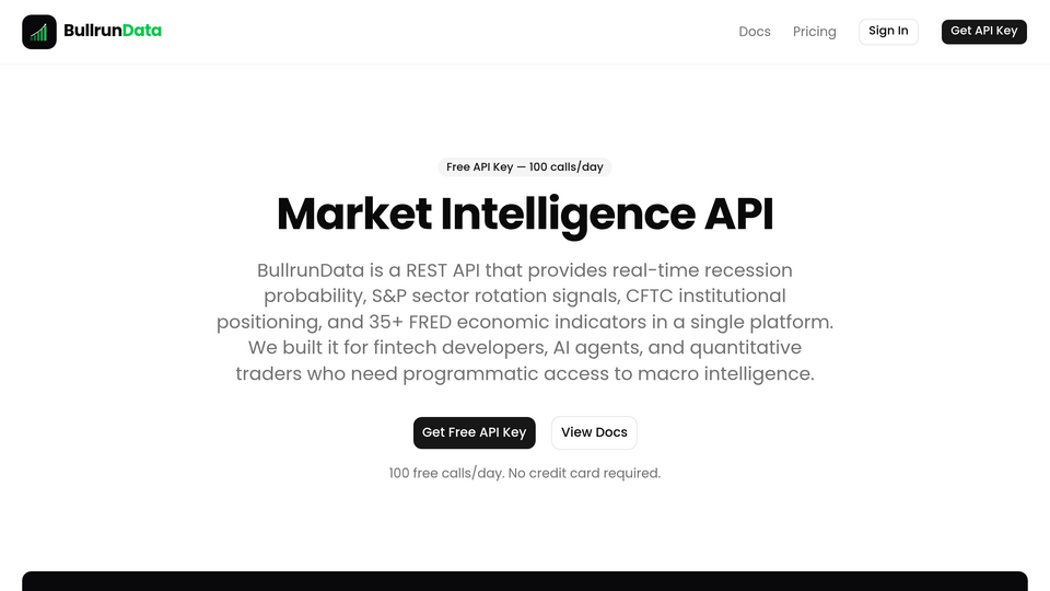 Screenshot of BullrunData