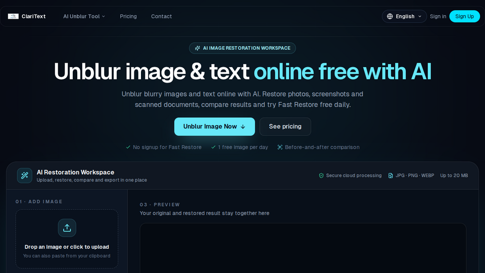 Screenshot of ClariText