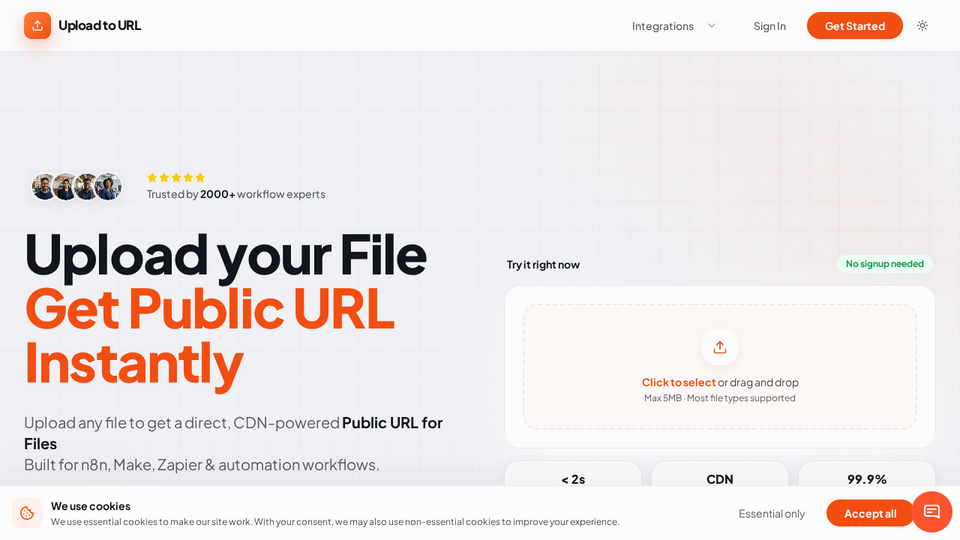 Screenshot of Upload to URL