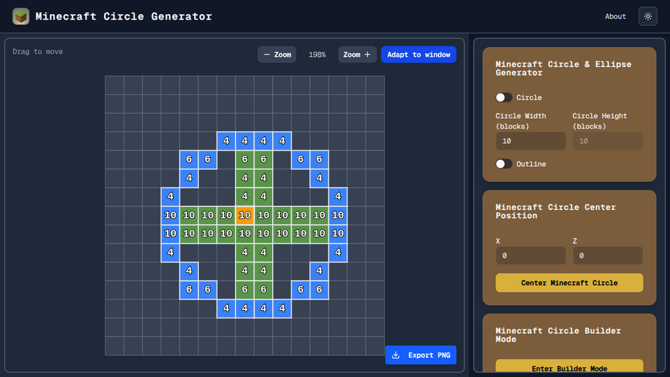 Screenshot of Minecraft Circle Gen