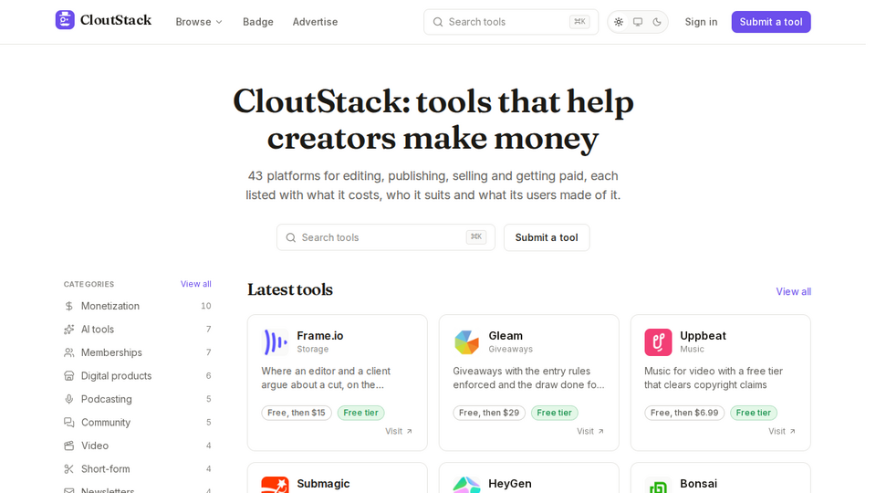 Screenshot of CloutStack