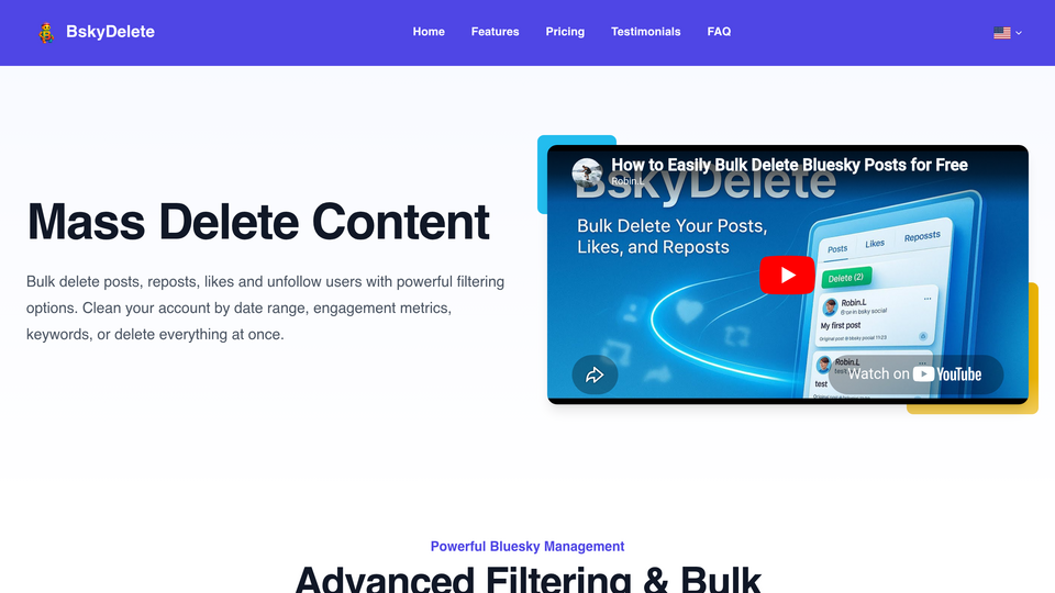 Screenshot of BskyDelete