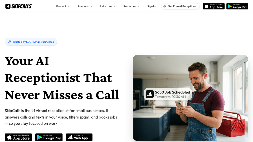 Screenshot of SkipCalls