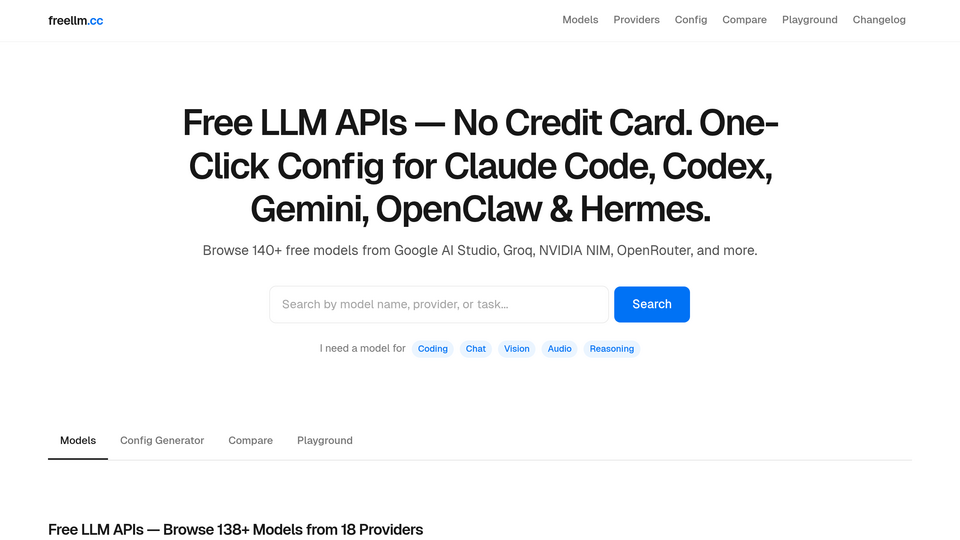 Screenshot of Free LLM API