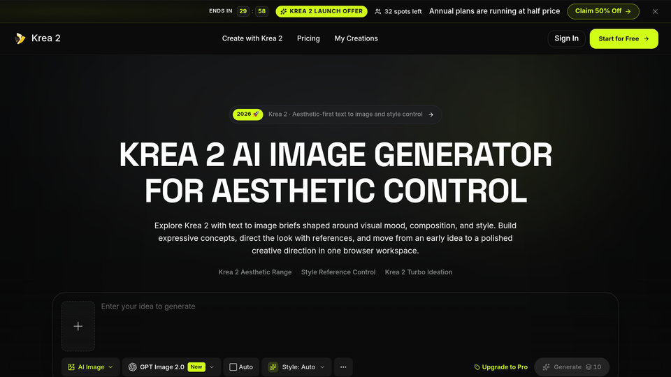 Screenshot of Krea 2