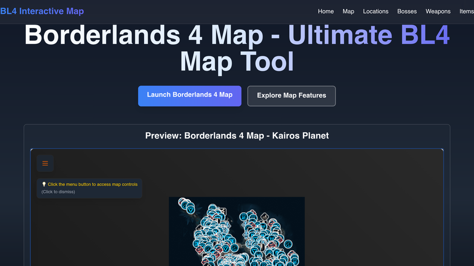 Screenshot of Borderlands 4 Map