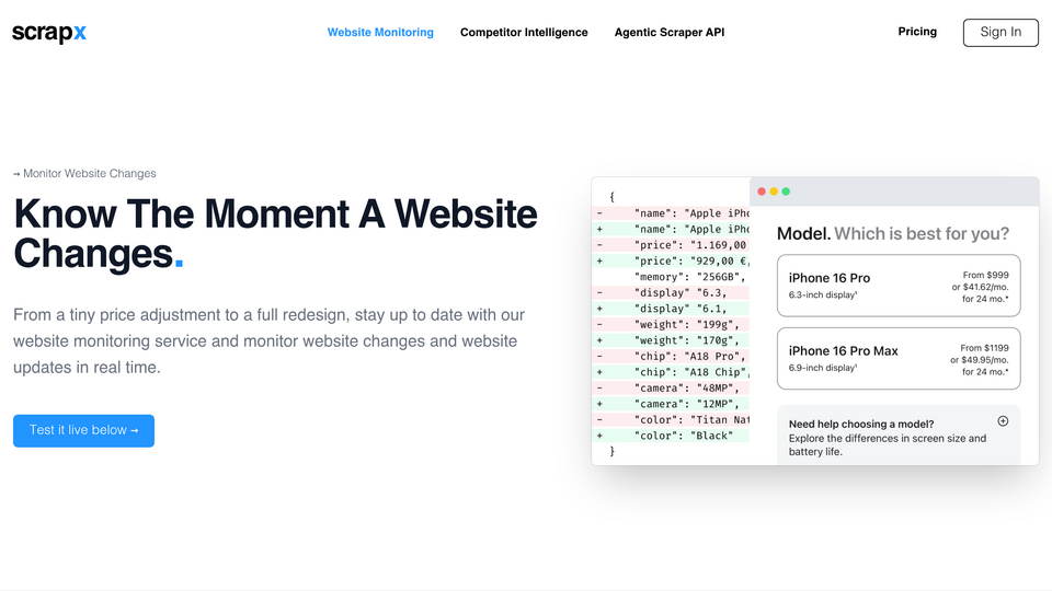 Screenshot of ScrapX