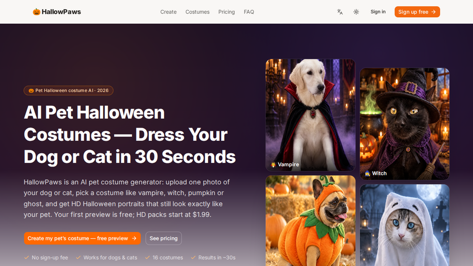 Screenshot of HallowPaws