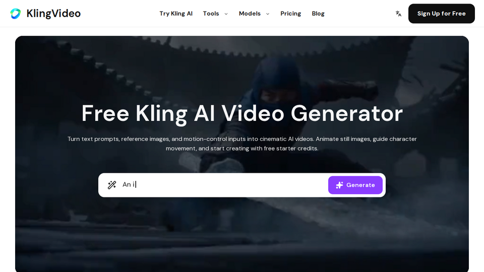 Screenshot of KlingVideo