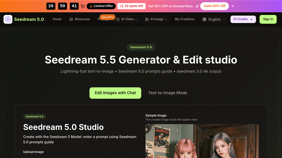 Screenshot of Seedream 5.0