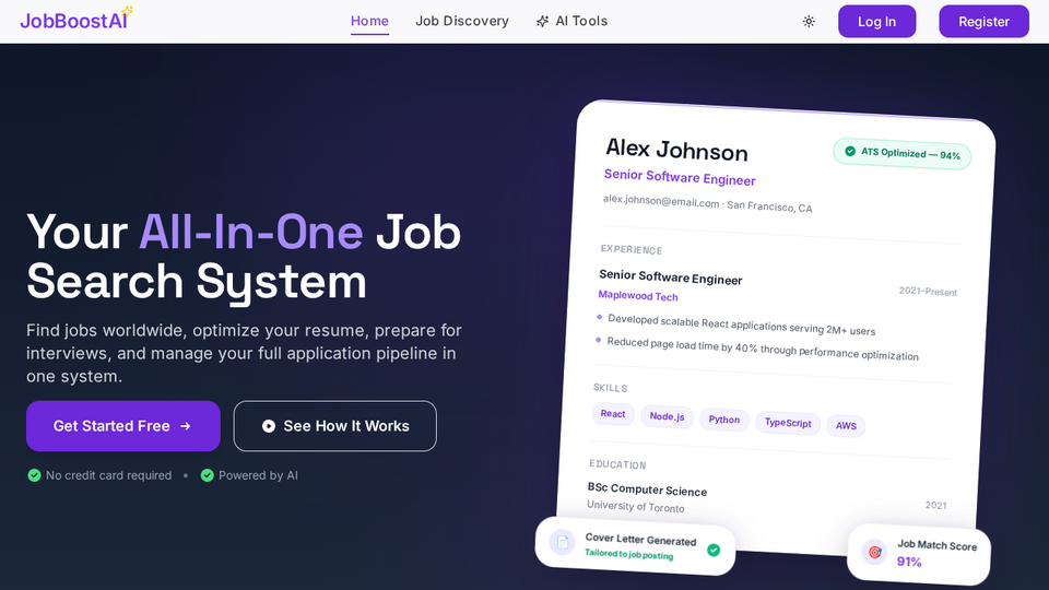 Screenshot of JobBoost AI