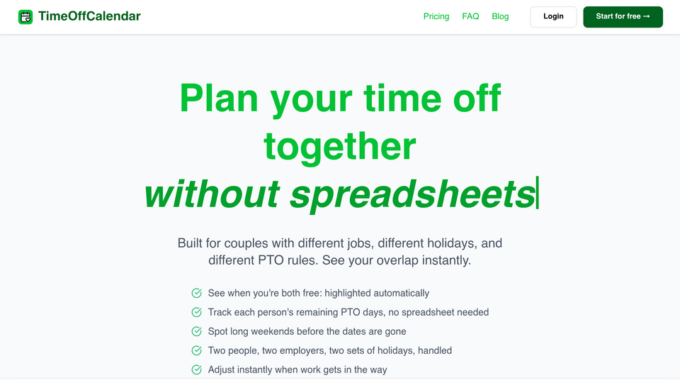 Screenshot of TimeOffCalendar