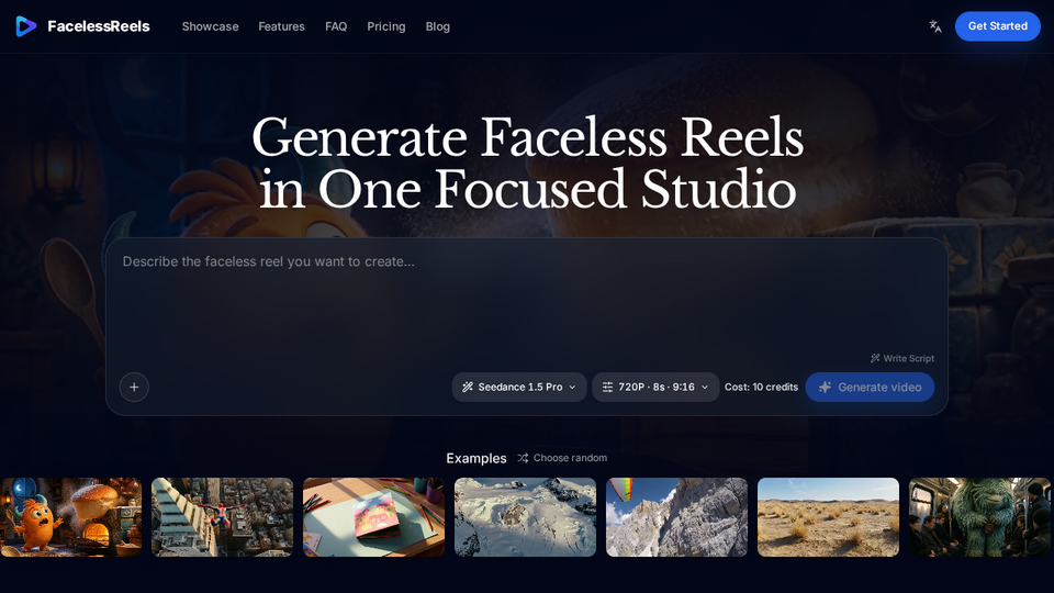 Screenshot of FacelessReels