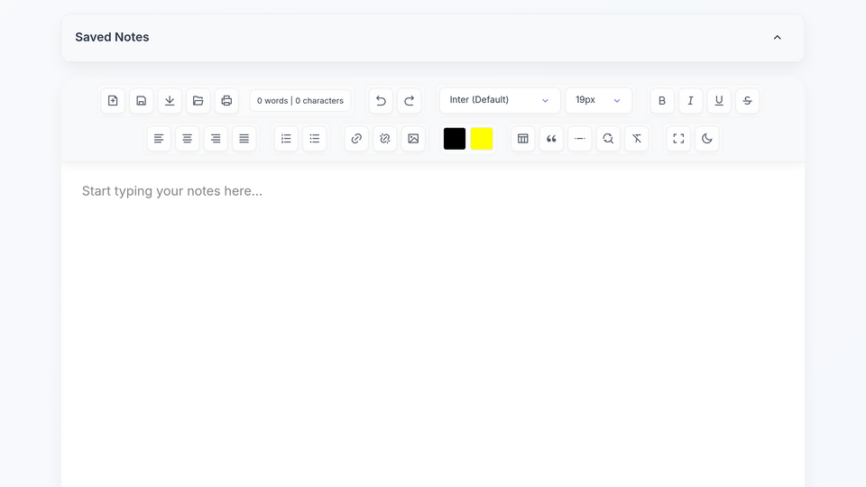 Screenshot of Online Notepad