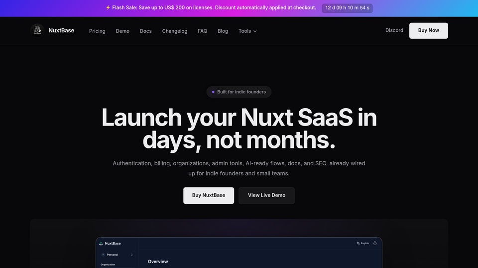 Screenshot of NuxtBase