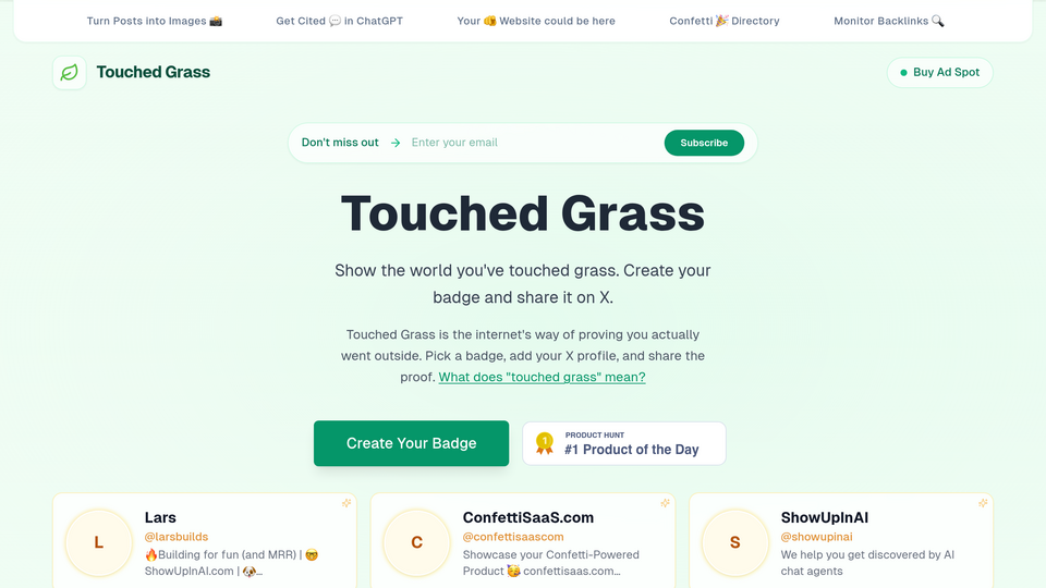 Screenshot of Touched Grass