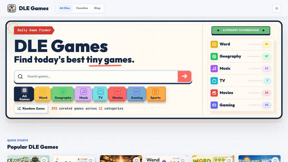 Screenshot of DLE Games