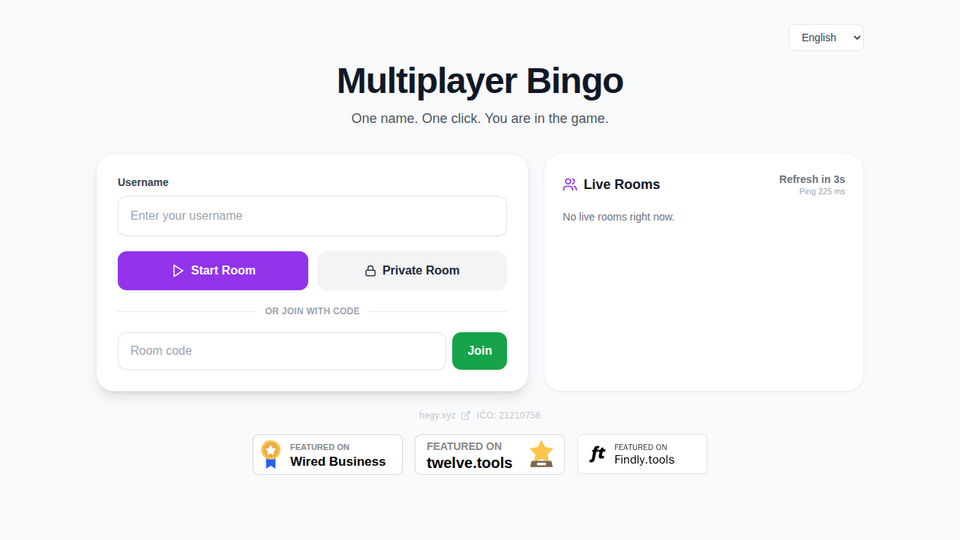 Screenshot of Multiplayer Bingo