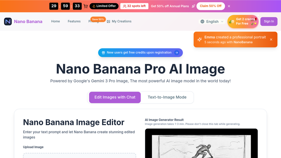 Screenshot of Nano Banana AI