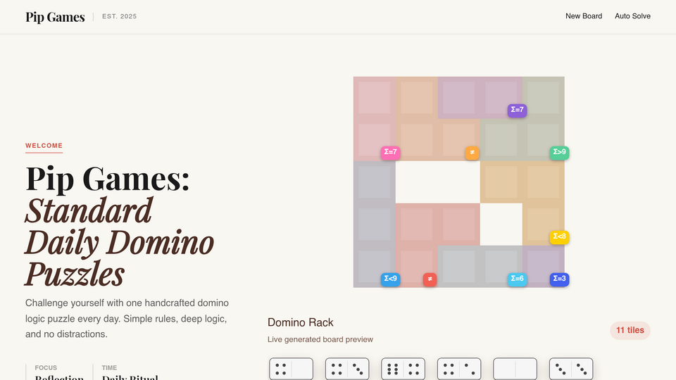 Screenshot of pips game