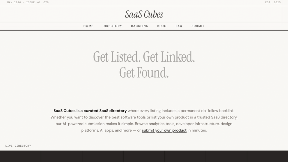 Screenshot of SaaS Cubes