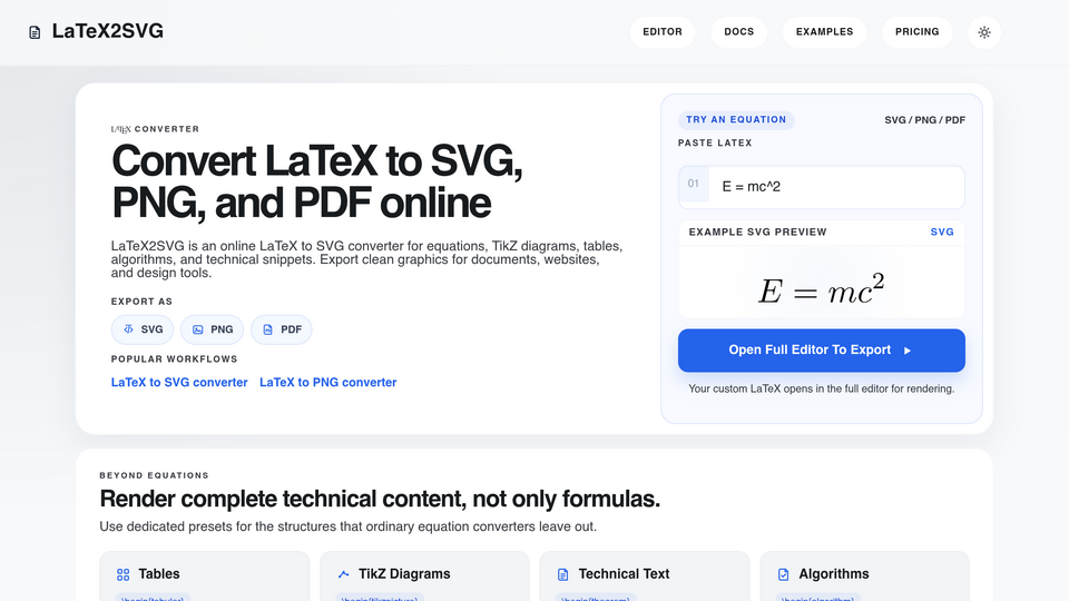 Screenshot of LaTeX2SVG