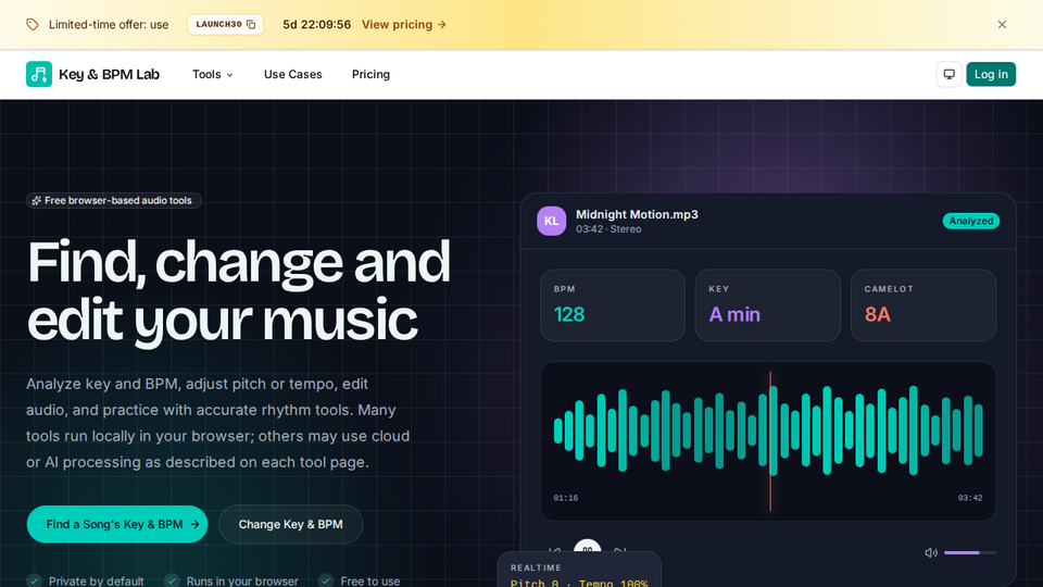 Screenshot of Key & BPM Lab