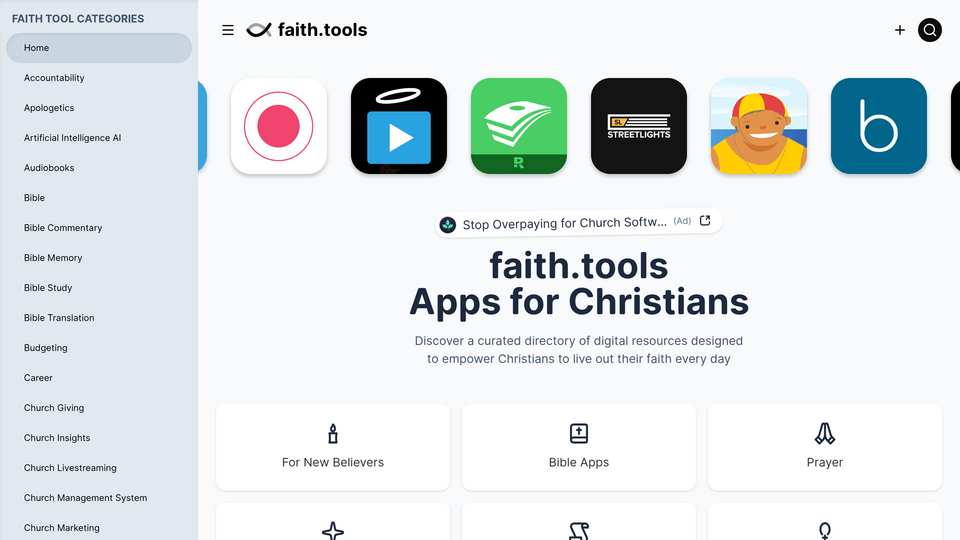 Screenshot of faith.tools