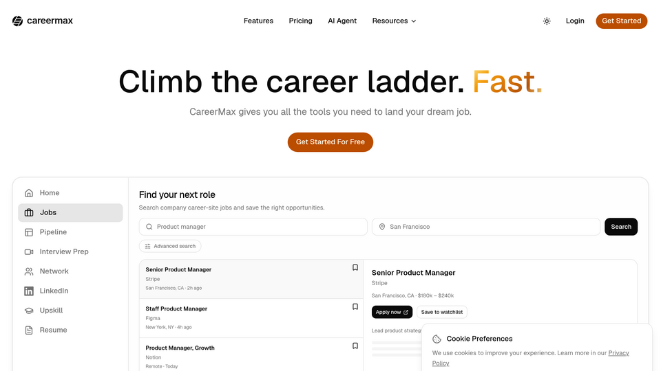 Screenshot of CareerMax