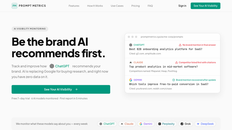 Screenshot of Prompt Metrics