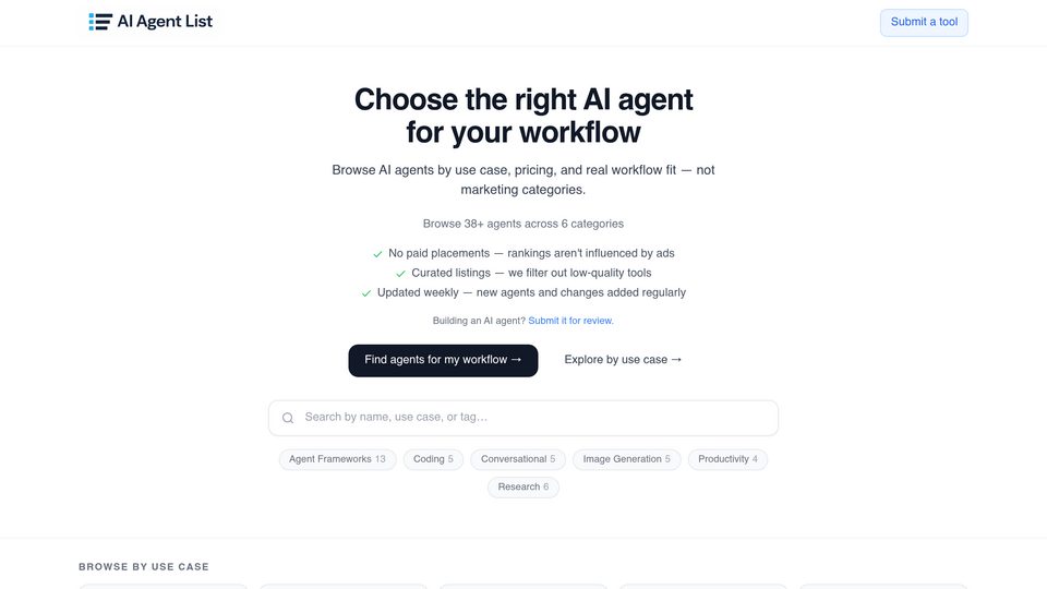Screenshot of AIAgentsList