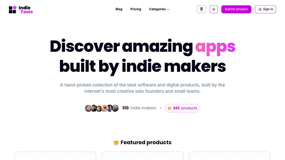 Screenshot of IndieTools