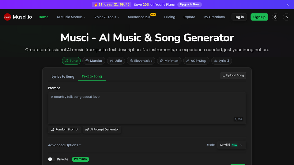 Screenshot of Musci.io