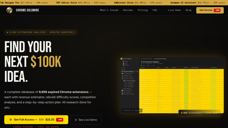 Screenshot of Chrome Goldmine