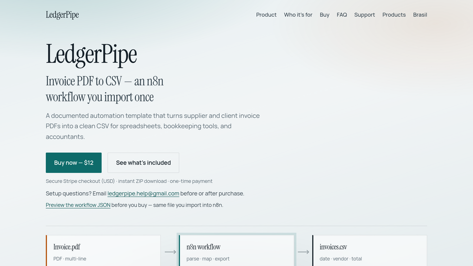 Screenshot of LedgerPipe